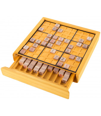 Hey! Play! 80-EC03 Wood Sudoku Complete Set Tiles, Wooden Board and Puzzle Book-Number Thinking Game for Adults and Kids