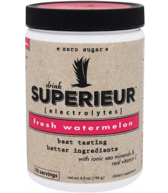 Superieur Electrolytes - Electrolyte Hydration Powder, Watermelon, 70 Servings - Keto Friendly, Non-GMO, Zero Sugar, Vegan