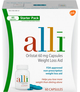 alli Weight Loss Diet Pills, Orlistat 60 mg Capsules, 60 Count Starter Pack