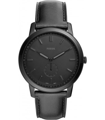 Fossil Men's Minimalist Stainless Steel and Leather Slim Casual Quartz Watch