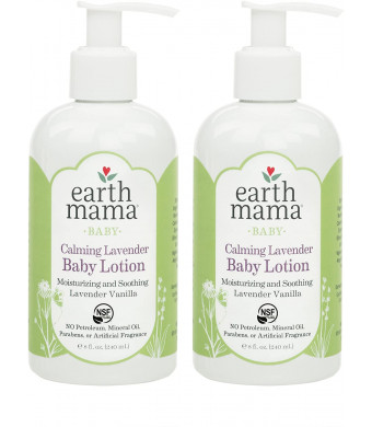 Earth Mama Calming Lavender Baby Lotion with Organic Calendula, 8-Fluid Ounce (2-Pack)