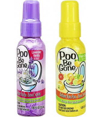 Poo Be Gone Toilet Spray 1.85oz - Before You Go Toilet Bathroom Deodorizer 2 pack (Lavender and Citrus)