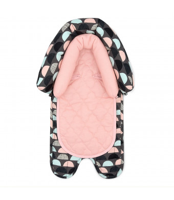 Travel Bug Baby and Toddler 2-in-1 Head Support Duo Head Support for Car Seats, Strollers and Bouncers (Grey/Teal/Pink)