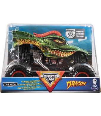 Monster Jam, Official Dragon Monster Truck, Die-Cast Vehicle, 1:24 Scale