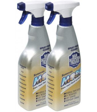 Bar Keepers Friend MORE Spray + Foam (25.4 oz) | Multipurpose Spray Cleanser and Rust Stain Remover | For Use on Countertops, Sinks, Bathtubs, Showers, Fixtures, Tile, and More (2)