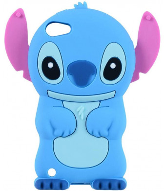 iPod Touch 7 Case, iPod Touch 6 Case, iPod Touch 5 Case, 3D Cute Cartoon Blue Alien Animal Teen Girls Women Kids Soft Rubber Silicone Shockproof Case Cover for iPod Touch 7th 6th 5th Generation (Blue)