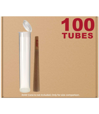 120MM Clear Doob Tubes | 100 Pack | Waterproof Airtight and Smell Proof Blunt Vial Container | Child Resistant with Squeeze Pop Tops | BPA-Free | Ideal for Storing King Size Pre Rolled Raw Cones