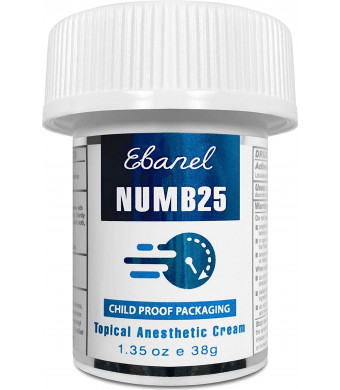 Numb25 Topical Numbing Cream, Lidocaine 5% Max Strength, 1.35oz Painkilling Anesthetic Ointment Rub with Liposomal Technology, Relief Local Anorectral Discomfort