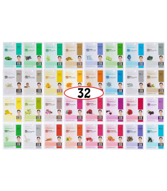 DERMAL 32 Combo A+B Set Pack Collagen Essence Full Face Facial Mask Sheet - The Ultimate Supreme Collection for Every Skin Condition Day to Day Skin Concerns