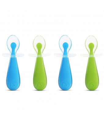 Munchkin 4 Piece Silicone Trainer Spoon, Blue/Green