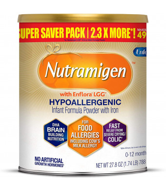 Enfamil Nutramigen Hypoallergenic Colic Baby Formula Lactose Free Milk Powder, 27.8 Ounce - Omega 3 DHA, LGG Probiotics, Iron, Immune Support