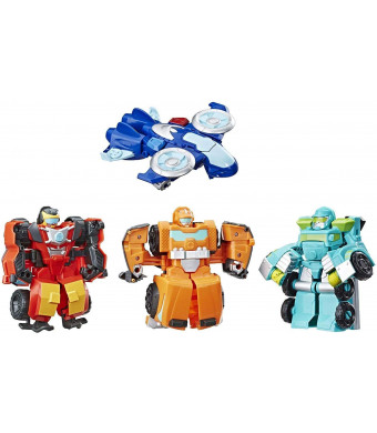 Playskool Heroes Transformers Rescue Bots Academy Rescue Team Pack, 4 Collectible 4.5" Converting Action Figures, Toys for Kids Ages 3 and Up, Brown (E5099)