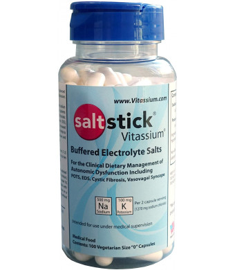 SaltStick Vitassium, Buffered Electrolyte Salt Capsules, Electrolyte Supplement Pill, Medical Food for Sodium and Potassium Replenishment, 100 Count