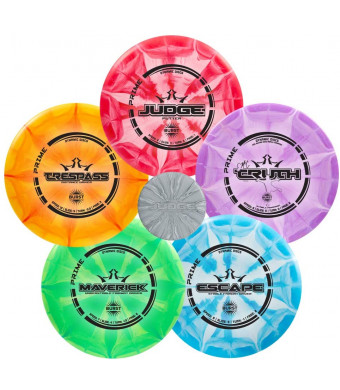 Dynamic Discs Prime Burst Disc Golf Starter Set | Trespass Distance Driver | Maverick Fairway Driver | Escape Fairway Driver | EMAC Truth Midrange | Judge Disc Golf Putter | Colors Will Vary