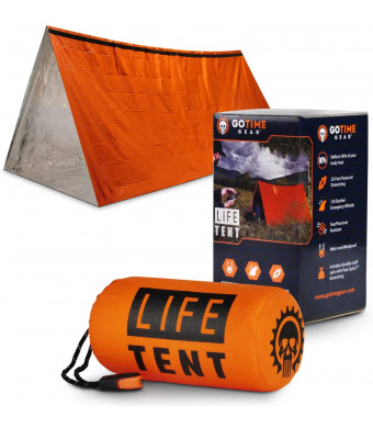 Go Time Gear Life Tent Emergency Survival Shelter  2 Person Emergency Tent  Use As Survival Tent, Emergency Shelter, Tube Tent, Survival Tarp - Includes Survival Whistle and Paracord