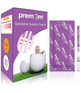 Premom Quantitative Ovulation Test Strips, Ovulation Predictor Kit with Smart Digital Ovulation Reader APP, Numerical Ovulation Tests, 20 LH Tests