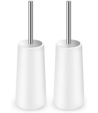 IXO Toilet Brush and Holder, 2 Pack Toilet Brush with 304 Stainless Steel Long Handle, Toilet Bowl Brush for Bathroom Toilet-Ergonomic, Elegant,Durable