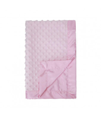 Pro Goleem Baby Soft Minky Dot Blanket with Silky Satin Backing Gift for Girls Best for SummerPink, 30'' x 40''