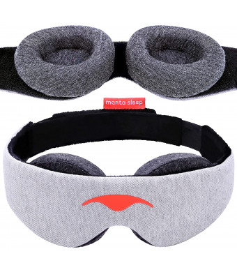 Manta Sleep Mask - 100% Blackout Eye Mask - Zero Eye Pressure - Adjustable Eye Cups - Guaranteed Deepest-Possible Rest - Perfect Sleeping Mask for Light Sleepers, Travelers, Midday Nappers