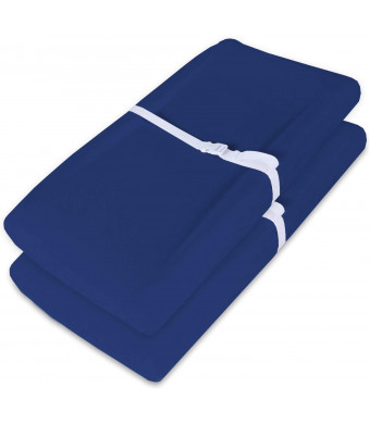 Biloban Waterproof Changing Pad Cover/Change Table Cover Sheets(Improved Style), 2 Pack Navy Blue Changing Pad Covers, Ultra Soft Natural Cotton