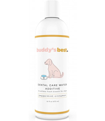 Buddy's Best, Dog Breath Freshener Water Additive - Dog Mouthwash for Dogs with Bad Breath, Safe Dogs Oral Care - Peppermint Cinnamon