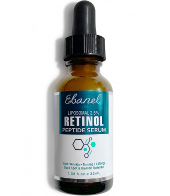Ebanel Retinol Serum 2.5% with Hyaluronic Acid and Peptides - Anti Aging Serum Anti Wrinkle Eye Serum with Aloe, Witch Hazel, Vitamin C and E, Rapid Wrinkle Repair Night Serum Collagen Peptides Serum