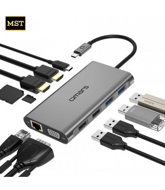 Omars USB C Hub, 11 in 1 Type C Adapter Docking Station, Dual 4K HDMI Triple Display, with Ethernet, VGA, 4 USB Ports, SD/TF Card Reader, 100W PD Charging Port for MacBook/Pro/Air and Type-C Laptops