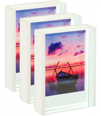 WINKINE Instax Mini Frames 2x3, 3 Pack Polaroid Frames Clear Cute Picture Frames for Tabletop and Desktop, Freestanding Sliding Photo Display for Fujifilm and Polaroid Film