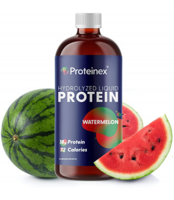 Liquid Protein Hydrolyzed by Proteinex 18 Grams Protein 30 oz, No Fat, Sugar Free, No Carbs. Predigested Hydrolysate Supplement. Supports Recovery Surgery Treatment Muscles and Joints (30, Watermelon)