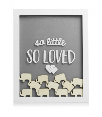 Pearhead Little Wishes Signature Baby Shower Guestbook Sign Frame, Great Guestbook Alternative, Gray/White