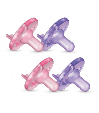 Philips AVENT Soothie Pacifier, 0-3 Months, Pink/Purple, 4 Pack, SCF190/42