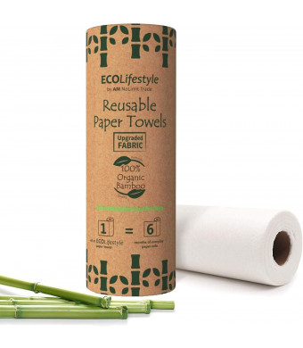 Bamboo Reusable Paper Towels Washable Roll (20 Sheets) Zero Waste Unpaper Towel Eco Friendly Products Sustainable Gifts - Kitchen Cleaning Rolls Alternative - Paper Towels Bulk Recycled Napkins Cloth