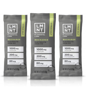 LMNT Recharge Electrolyte Hydration Powder | Formulated by Robb Wolf and Ketogains | Keto and Paleo | No Sugar, No Artificial Ingredients | Citrus Salt | 30 Stick Packs