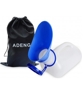 ADENG Unisex Urinal Bottle for Men and Women, Pee Bottle with Lid and Funnel, Travel Urinal Kit for Camping Outdoor, with Carry Bag