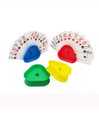 YH Triangle Shaped Hands-Free Poker Playing Card Rack Holder Set of 4