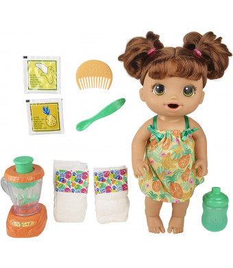 Baby Alive Magical Mixer Baby Doll Tropical Treat with Blender Accessories, Drinks, Wets, Eats, Brown Hair Toy for Kids Ages 3 and Up