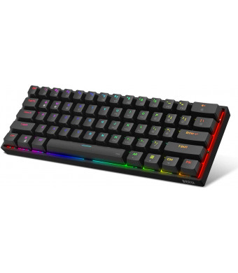 DIERYA DK61E 60% Mechanical Gaming Keyboard, RGB Backlit Wired PBT Keycap Waterproof Type-C Mini Compact 61 Keys Computer Keyboard with Full Keys Programmable (Gateron Optical Red Switch)