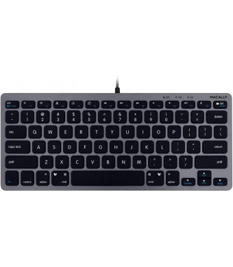 Macally Slim USB Wired Small Compact Mini Computer Keyboard for Apple Mac, iMac, MacBook Pro/Air, Mac Mini, Windows PC Desktops, Laptop (Space Gray)