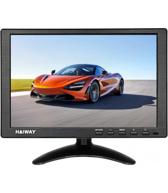 Haiway 10.1 inch CCTV Security Surveillance Monitor with Remote Controller 1024x600 Resolution Video Display Support HDMI Input 16:9 Built-in Dual Speakers PC/BNC/VGA/AV/HDMI/USB