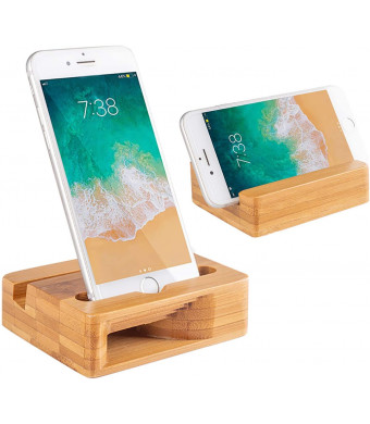 Encozy Cell Phone Stand with Sound Amplifier,Natural Bamboo Wooden Desktop Mobile Phone Holder (Sound Stand)