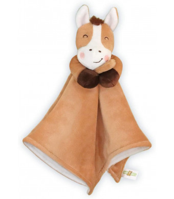 Baby Aves Horse Lovey Baby Security Blanket - Pony Stuffed Plush Animal Blankie 13x13 inches (Brown)