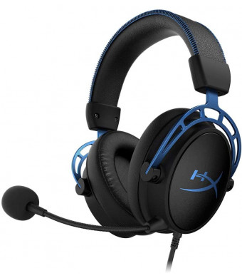 HyperX Cloud Alpha S - PC Gaming Headset, 7.1 Surround Sound, Adjustable Bass, Dual Chamber Drivers, Chat Mixer, Breathable Leatherette, Memory Foam, and Noise Cancelling Microphone - Blue