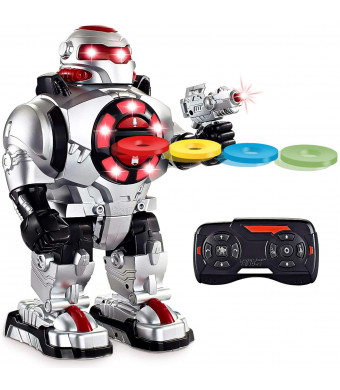 Latest 2019 Model RoboShooter Remote Control Robot Toy For Boys and Girls Aged 5 6 7 8 9 And Up, Toy Robot For Kids Now With Voice Recording  RC Robot For 5+ Year Olds - Fires Disks, Dancing and Talks