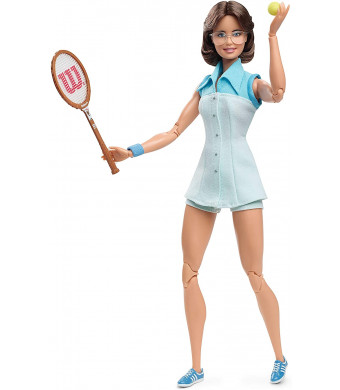 Barbie Inspiring Women Series Billie Jean King Collectible Doll, Approx. 12-in, Wearing Tennis Dress and Accessories, with Doll Stand and Certificate of Authenticity