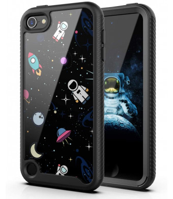 PBRO iPod Touch 7 Case/iPod Touch 6 Case/iPod Touch 5 Case Cute Astronaut Case Dual Layer Hybrid Anti-Slip Sturdy Case Rugged Shockproof Case for Apple iPod Touch 7th/6th/5th Generation Space/Black