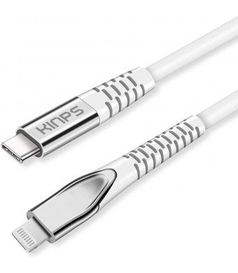 KINPS Apple MFI Certified (10ft/3m) USB C to Lightning Fast Charging Cable Compatible with iPhone 11/11Pro/11 Pro Max/X/XS/XR/XS MAX, Supports Power Delivery(for Use with Type C Chargers), White