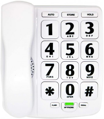 HePesTer P-02 Amplified Large Button Corded Phone for Senior (White)