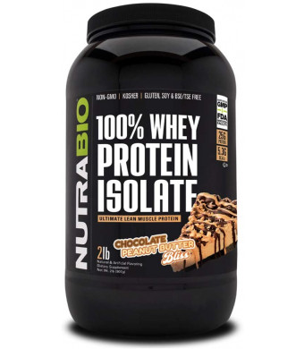 NutraBio 100% Whey Protein Isolate (Chocolate Peanut Butter Bliss, 2 Pounds)