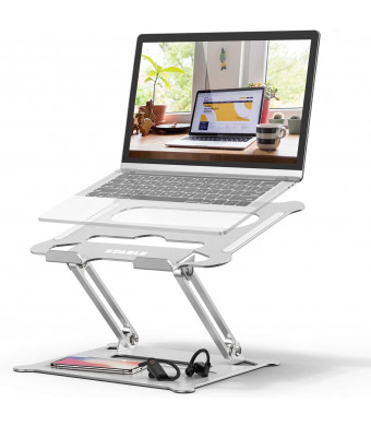 Adjustable Laptop Stand, FYSMY Ergonomic Portable Computer Stand with Heat-Vent to Elevate Laptop, 13 Lbs Heavy Duty Laptop Holder Compatible with MacBook, Air, Pro All Laptops (Silver)