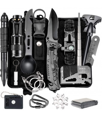 Naubr Camping Gear 15 in 1 Survival Gear kit,Tactical Survival Tool for Cars, Camping, Hiking, Hunting, Adventure Accessories